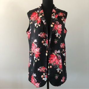 Women’s Another Story Black and Pink Floral blazer vest size M
